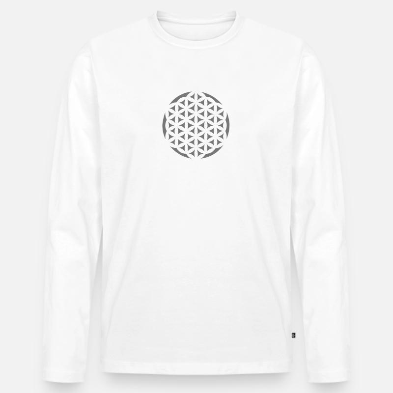 Blume des Lebens 2. Variante - Männer Premium Bio Langarmshirt - Weiß