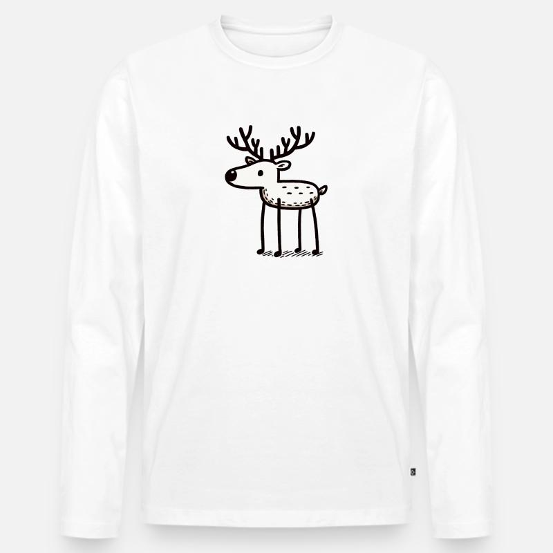 Robert der Hirsch - Männer Premium Bio Langarmshirt - Weiß