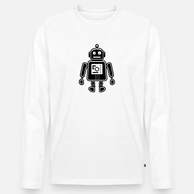 Roboter - Männer Premium Bio Langarmshirt - Weiß