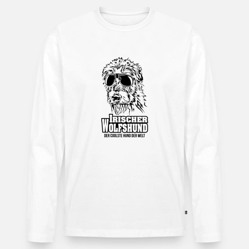 IRISCHER WOLFSHUND coolster Hund Hundespruch - Männer Premium Bio Langarmshirt - Weiß
