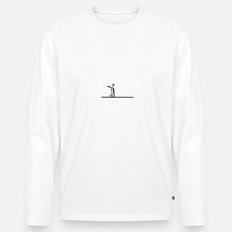 Möwe klein - Männer Premium Bio Langarmshirt - Weiß