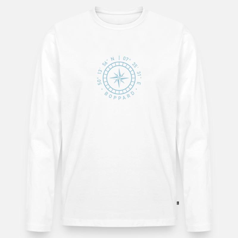 Boppard – Kompass - Männer Premium Bio Langarmshirt - Weiß