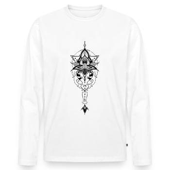 Mandala fleurs lotus bloom yoga cadeau - T-shirt manches longues Premium bio Homme - blanc - Devant - Nico (187cm)