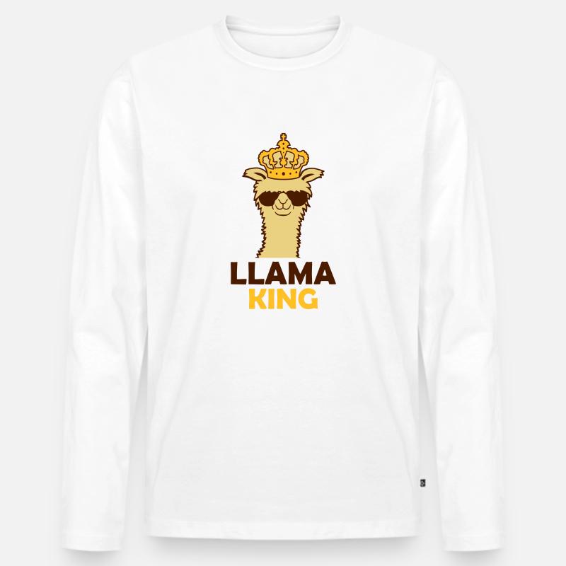 Llama King Chef cool - Männer Premium Bio Langarmshirt - Weiß