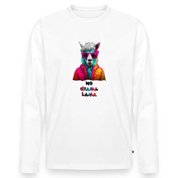 No drama lama / your alpaca - Men's Premium Organic Long Sleeve Shirt - white - Front - Nico (187cm)