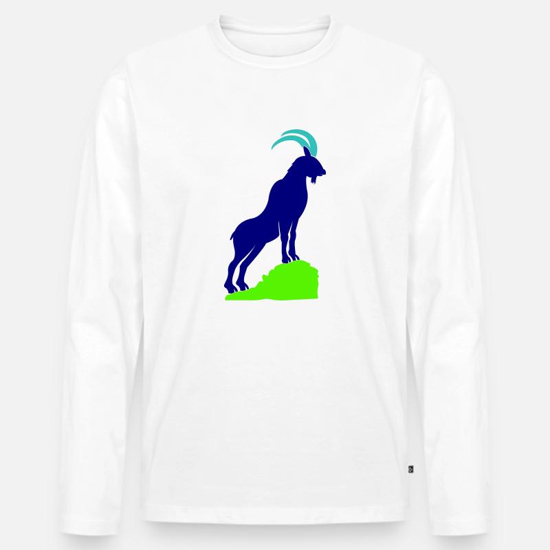steinbock 02 - Männer Premium Bio Langarmshirt - Weiß