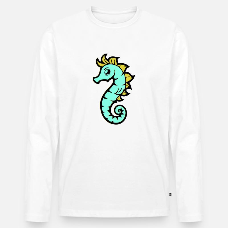 seepferd seepferdchen comic - Männer Premium Bio Langarmshirt - Weiß