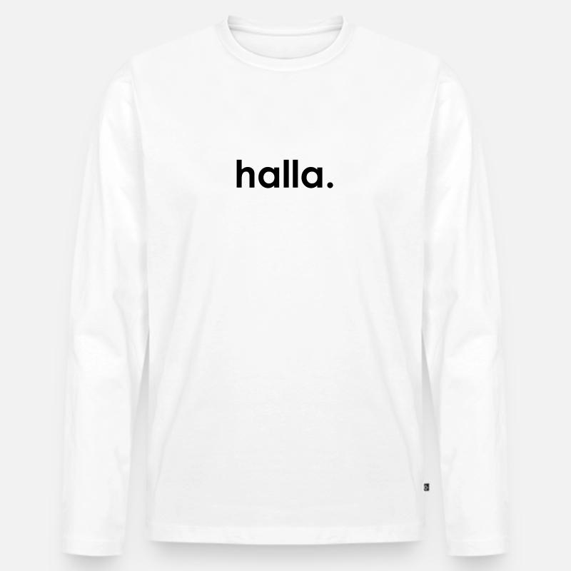 Halla - Männer Premium Bio Langarmshirt - Weiß