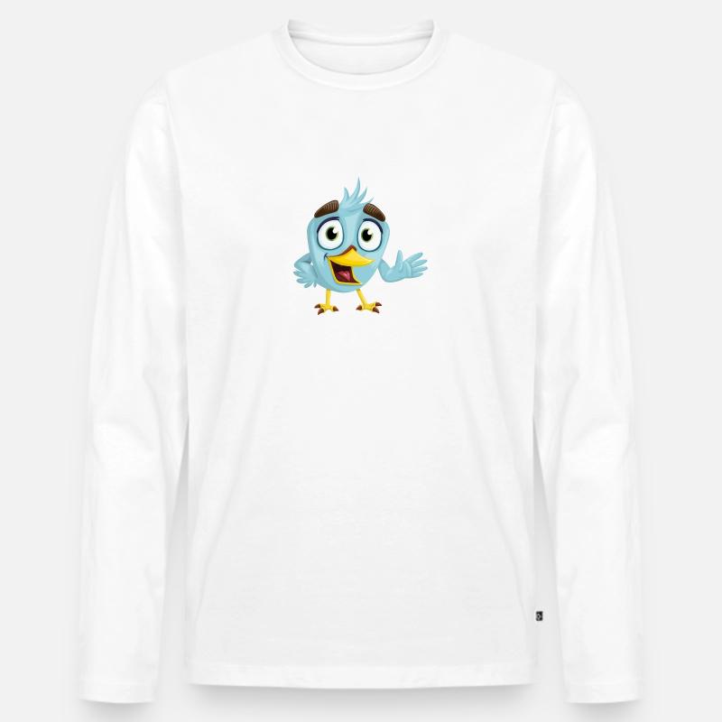 Vogel - Männer Premium Bio Langarmshirt - Weiß