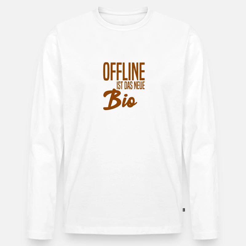 Offline ist das neue Bio - Männer Premium Bio Langarmshirt - Weiß