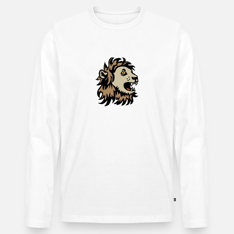 Löwe Farbe - Männer Premium Bio Langarmshirt - Weiß