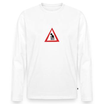 Caution Old Man - Men's Premium Organic Long Sleeve Shirt - white - Front - Nico (187cm)