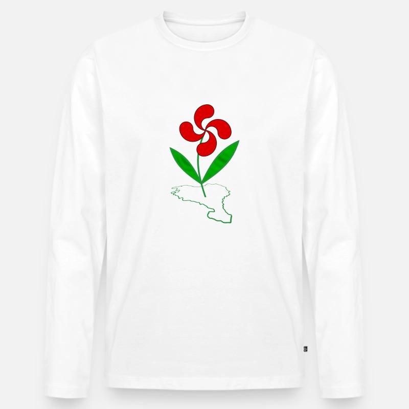 Baskische Blume - Männer Premium Bio Langarmshirt - Weiß