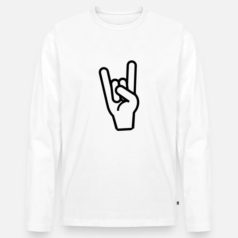 rock - hand - Männer Premium Bio Langarmshirt - Weiß