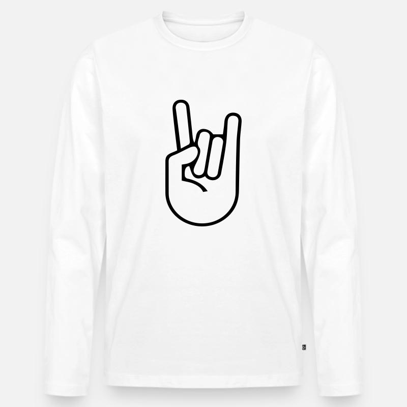 Rock'n'Roll Hand - Männer Premium Bio Langarmshirt - Weiß