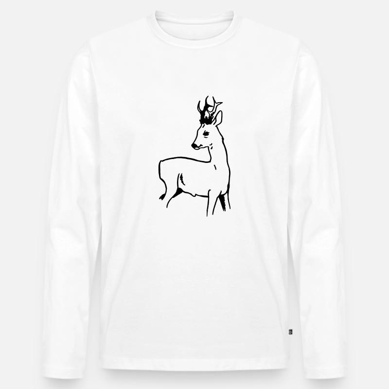 Rehbock - Männer Premium Bio Langarmshirt - Weiß