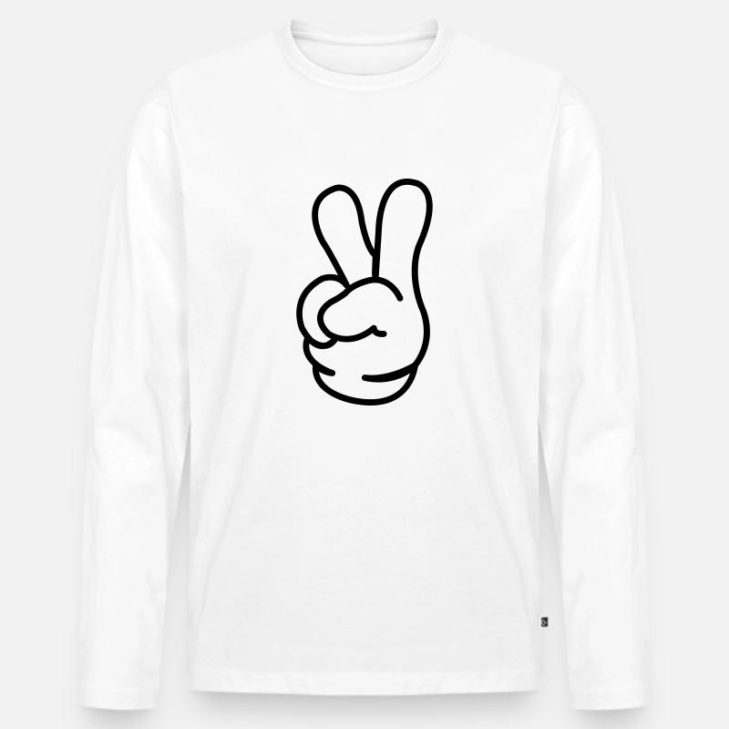 peace_comic_hand_01 - Männer Premium Bio Langarmshirt - Weiß