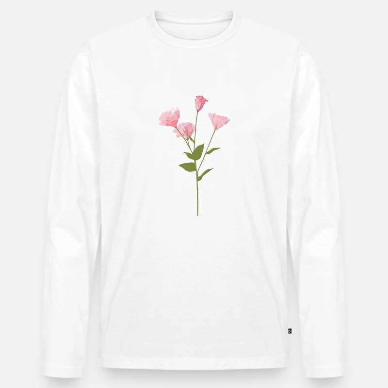 Rosa Blume - Männer Premium Bio Langarmshirt - Weiß