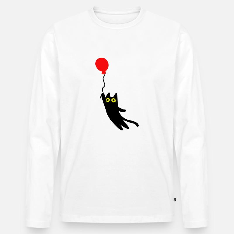 fliegende Katze - Männer Premium Bio Langarmshirt - Weiß