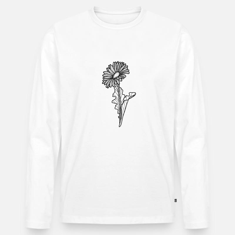 Blume Gerbera - Männer Premium Bio Langarmshirt - Weiß
