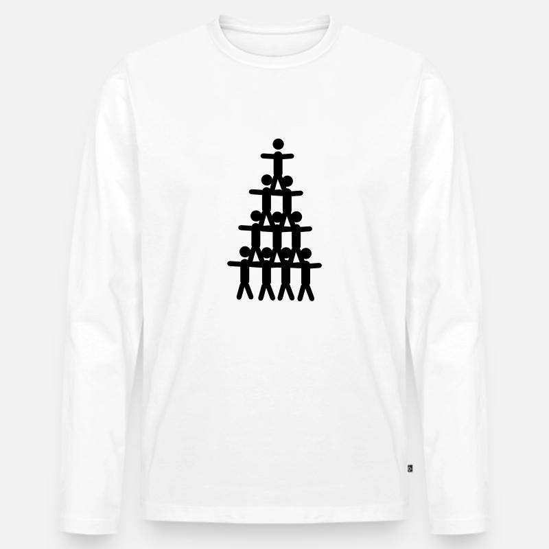 Akrobatik Pyramide - Männer Premium Bio Langarmshirt - Weiß