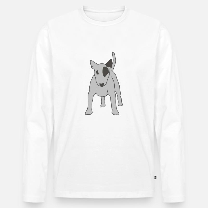 dogz_bullterrier_b_outlined - Männer Premium Bio Langarmshirt - Weiß