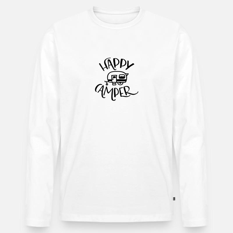 Camping: Happy Camper - Männer Premium Bio Langarmshirt - Weiß