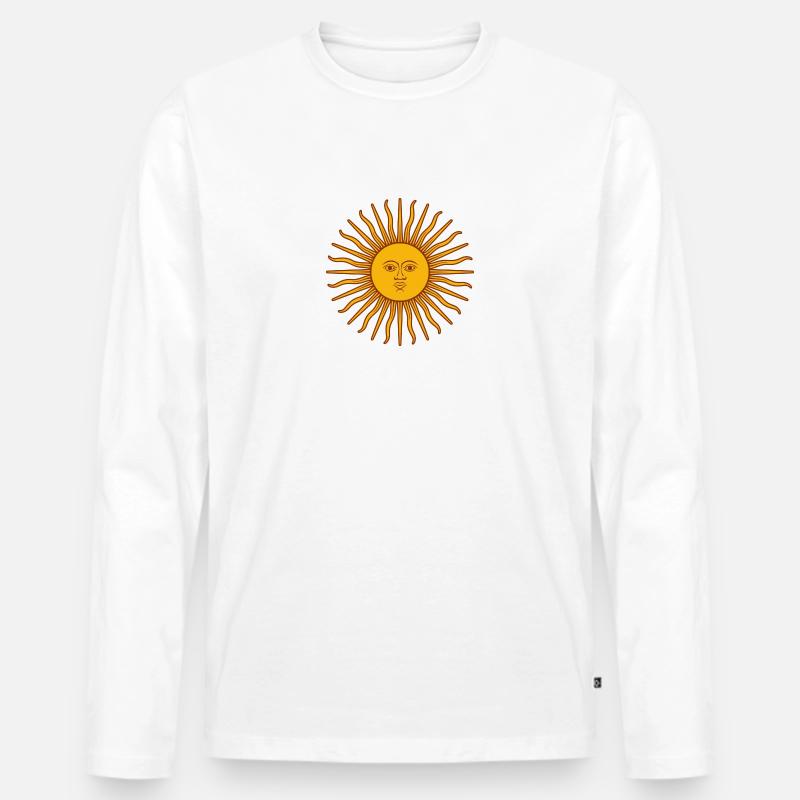 Strahlende Sonne - Männer Premium Bio Langarmshirt - Weiß