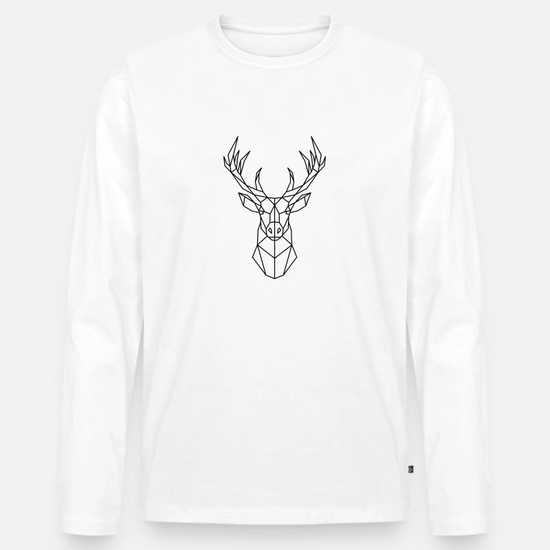 Geometrische Hirsche - Männer Premium Bio Langarmshirt - Weiß