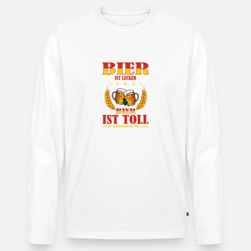Bier - Männer Premium Bio Langarmshirt - Weiß