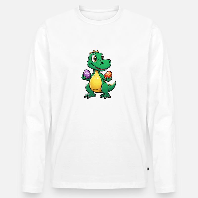 Dinosaur Easter Eggs Easter - Men's Premium Organic Long Sleeve Shirt - white