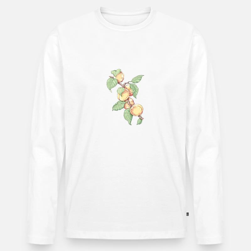 Ein Zweig Aprikosen oder Pfirsiche - Männer Premium Bio Langarmshirt - Weiß