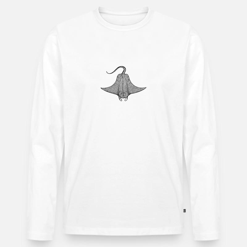 Teufelsrochen - Männer Premium Bio Langarmshirt - Weiß