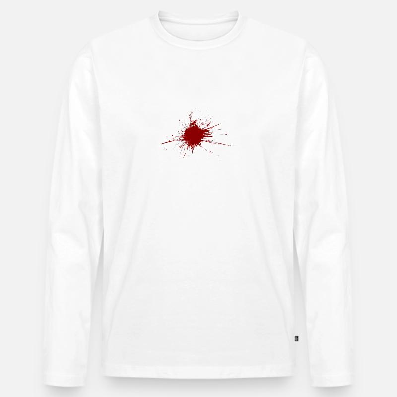 Blutspritzer aus einer Kugel Wunde - Männer Premium Bio Langarmshirt - Weiß