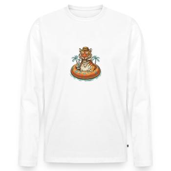 Tigre en vacances - T-shirt manches longues Premium bio Homme - blanc - Devant - Nico (187cm)
