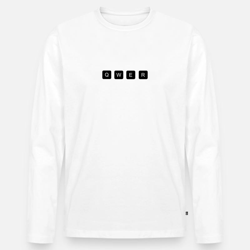 whiteDollar_QWER - Männer Premium Bio Langarmshirt - Weiß