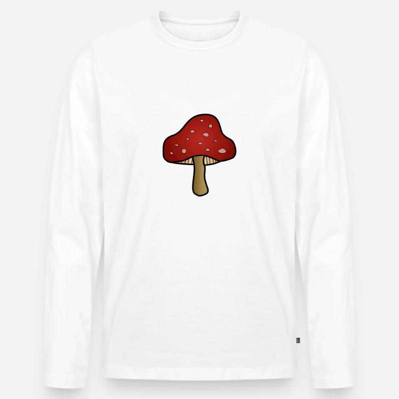Pilz - Herbst - Männer Premium Bio Langarmshirt - Weiß