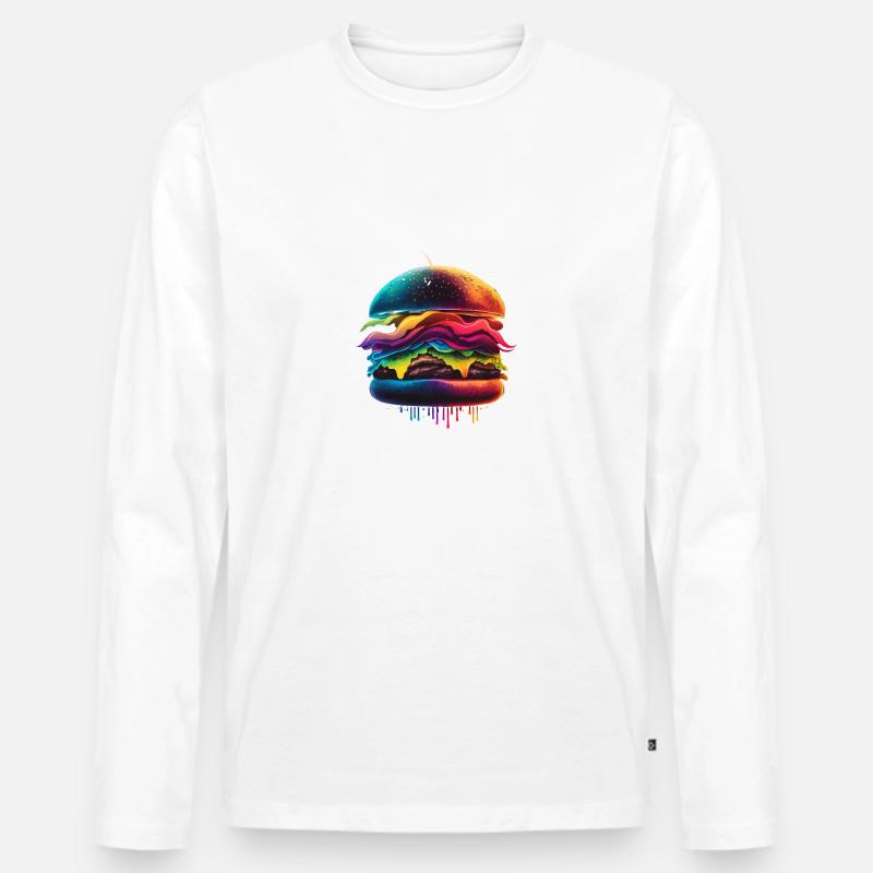 BURGER SPECK CHEDDAR - Männer Premium Bio Langarmshirt - Weiß
