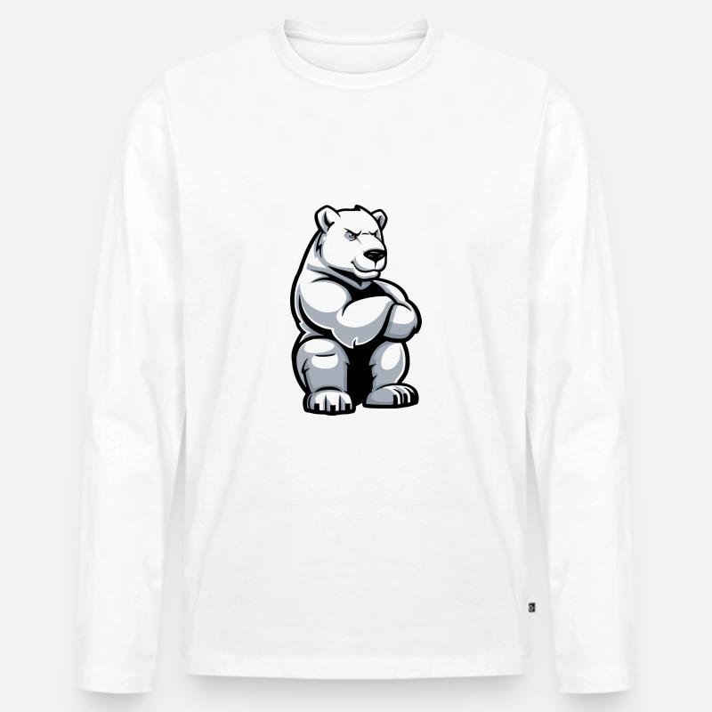 Eisbär Comic - Männer Premium Bio Langarmshirt - Weiß