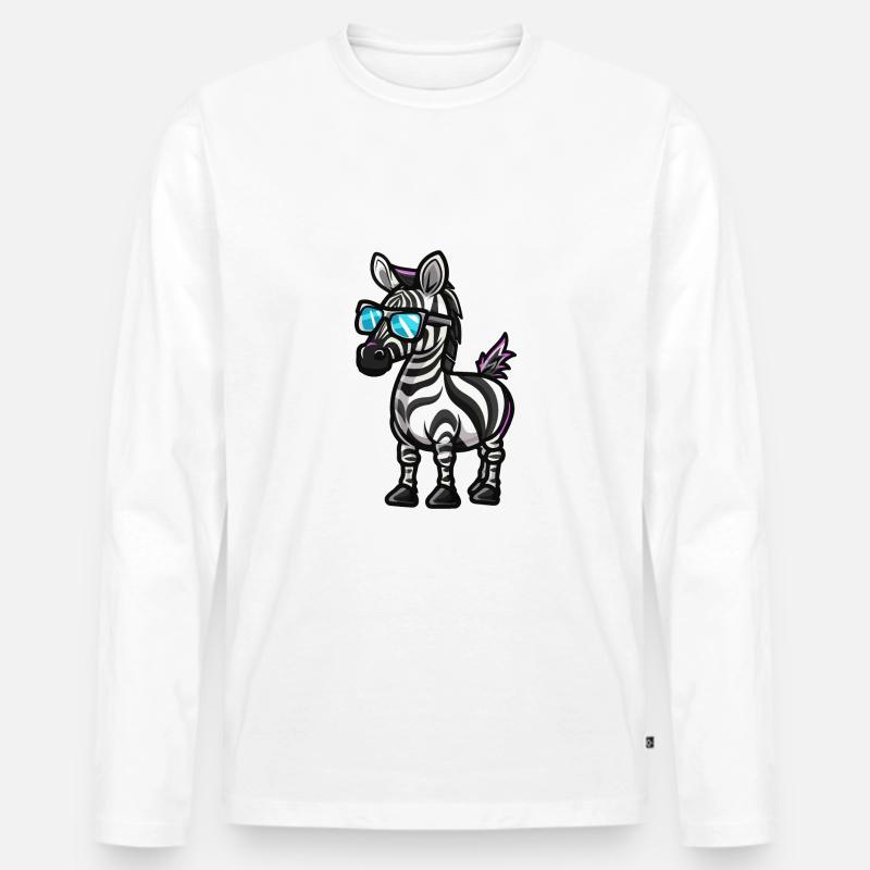 Zebra Tier - Männer Premium Bio Langarmshirt - Weiß