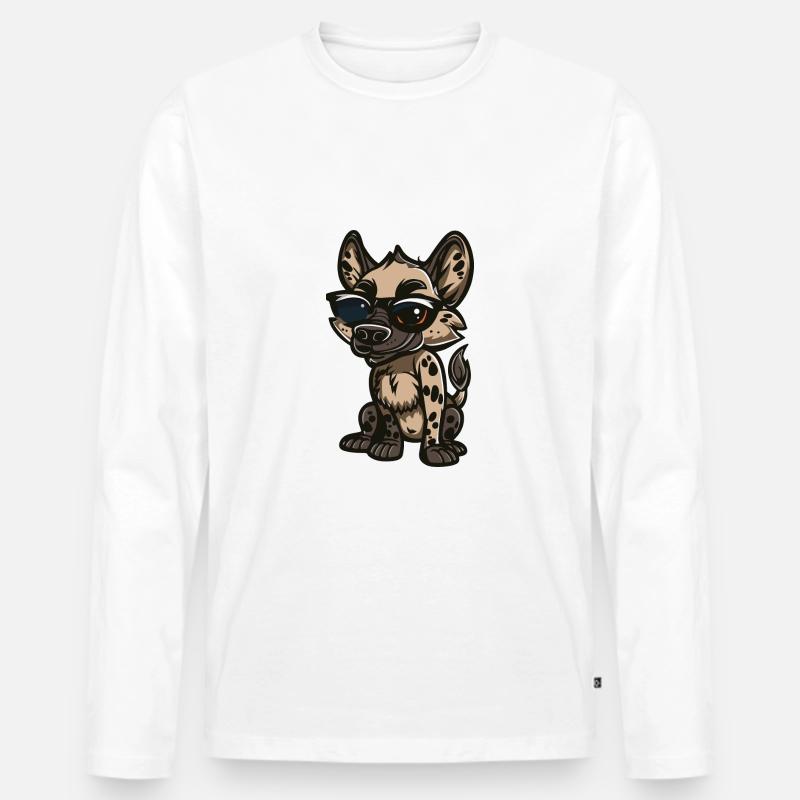 Hyäne Tier - Männer Premium Bio Langarmshirt - Weiß