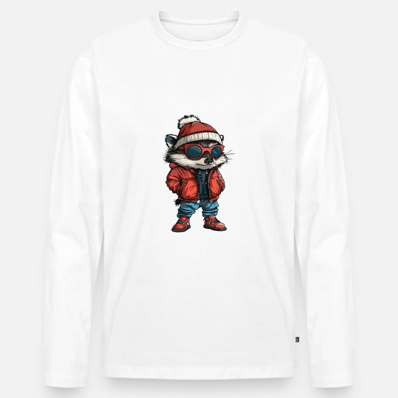 Igel Lustig Winter - Männer Premium Bio Langarmshirt - Weiß