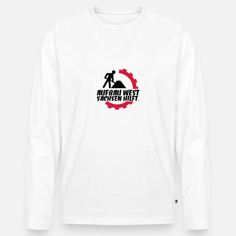 Construction West - Saxony helps. - Men's Premium Organic Long Sleeve Shirt - white
