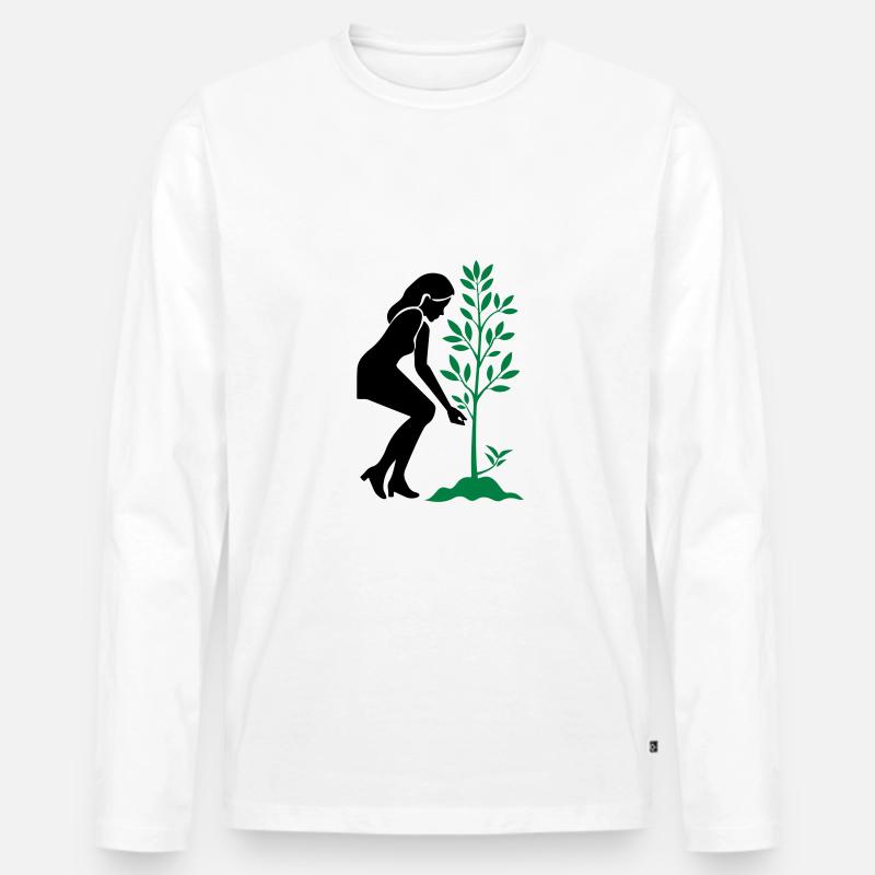 Einpflanzen Naturschutz Baum - Männer Premium Bio Langarmshirt - Weiß