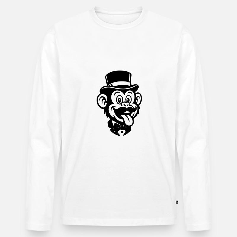 Affe Bräutigam Comic - Männer Premium Bio Langarmshirt - Weiß
