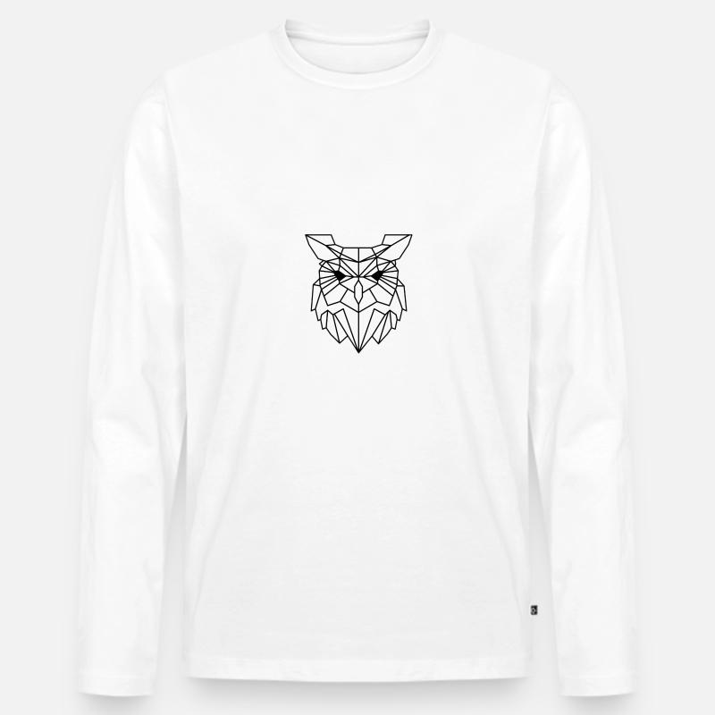 Schlichtes Eulen Design - Männer Premium Bio Langarmshirt - Weiß