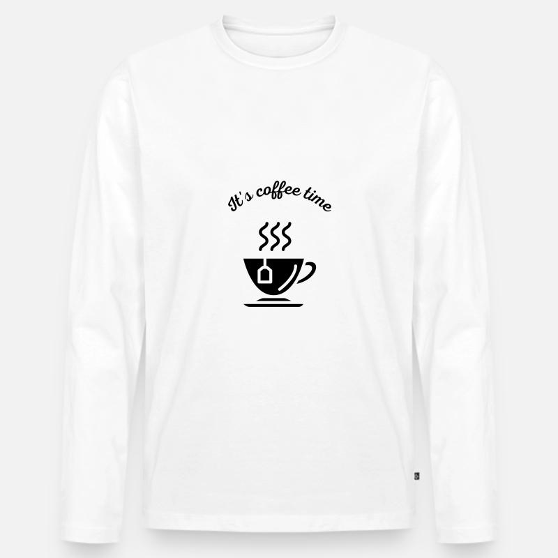 It's coffee time Kaffeezeit - Männer Premium Bio Langarmshirt - Weiß