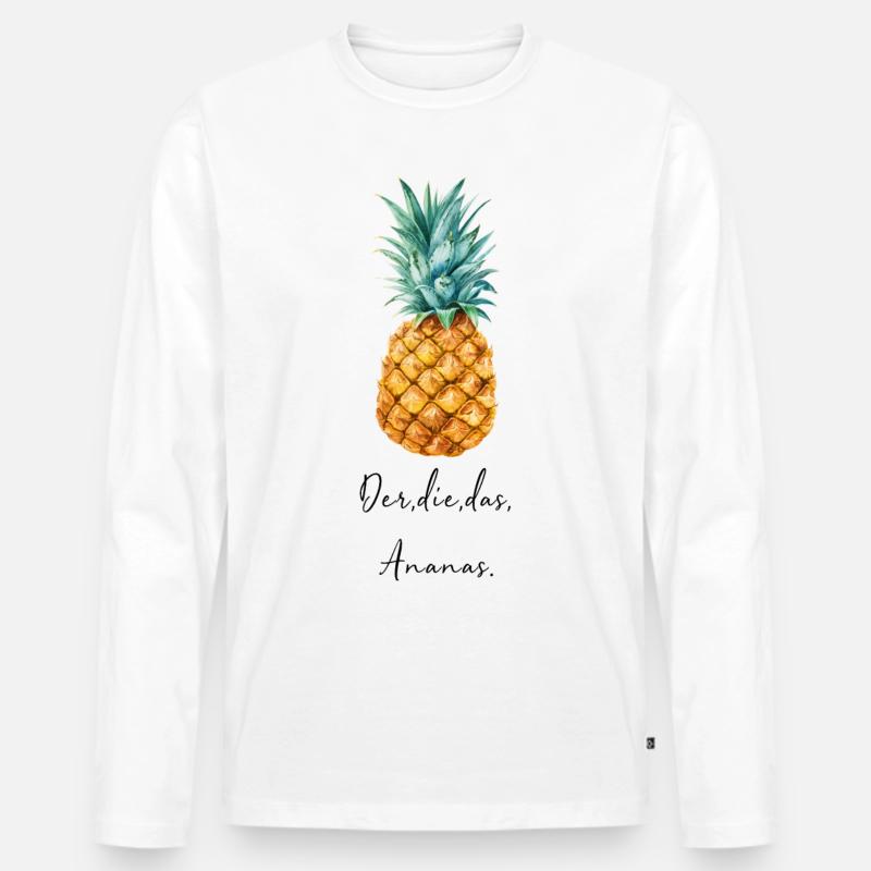 Ananas - Männer Premium Bio Langarmshirt - Weiß