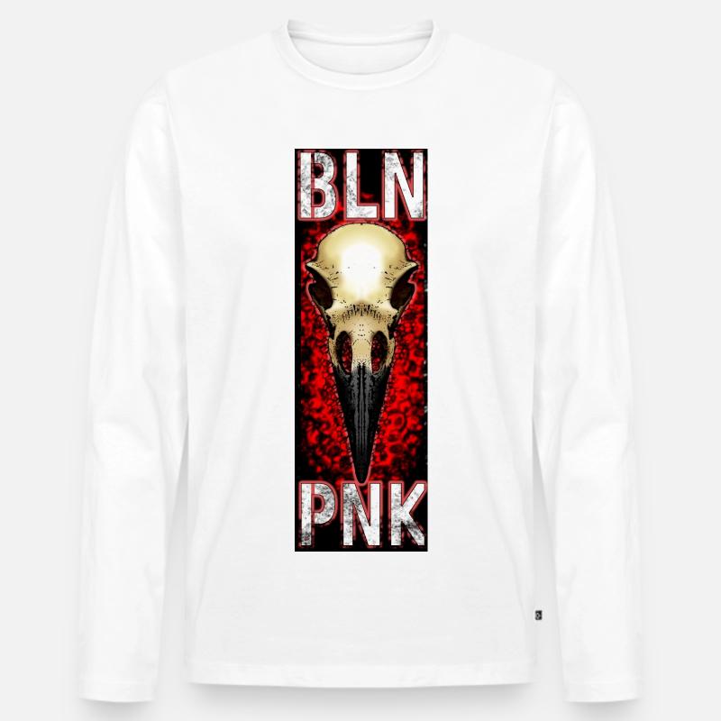 BLN PNK Ravenskull - Männer Premium Bio Langarmshirt - Weiß