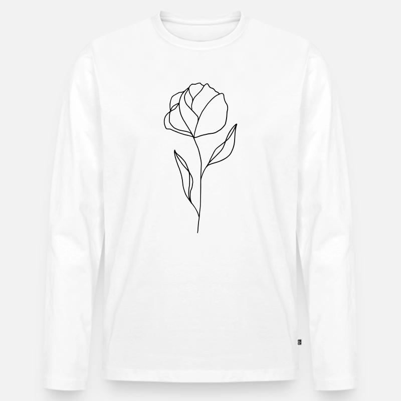 Blume gezeichnet - Männer Premium Bio Langarmshirt - Weiß